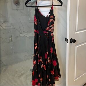 ARITZIA WILFRED Black Floral Wrap Dress XXS